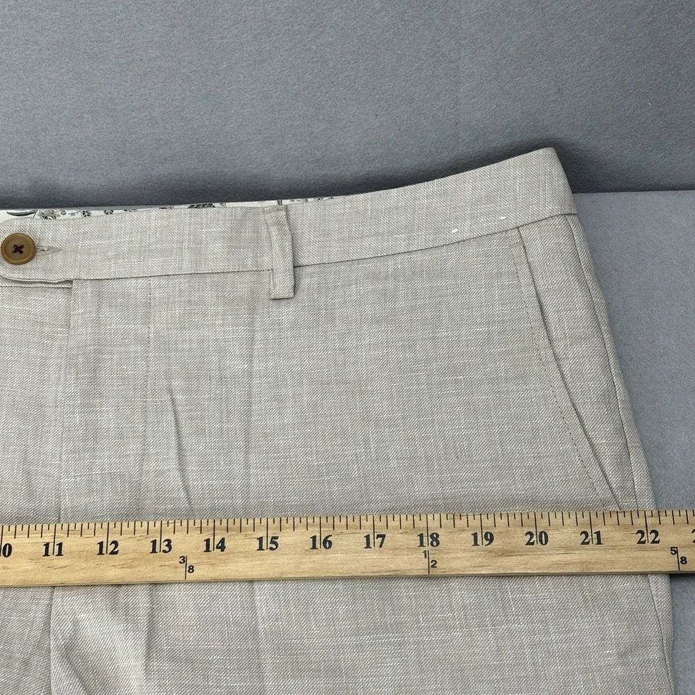 Tommy Bahama Latigo Beach Men 36(38)x32 Flat Front Khaki Linen Blend Pants.